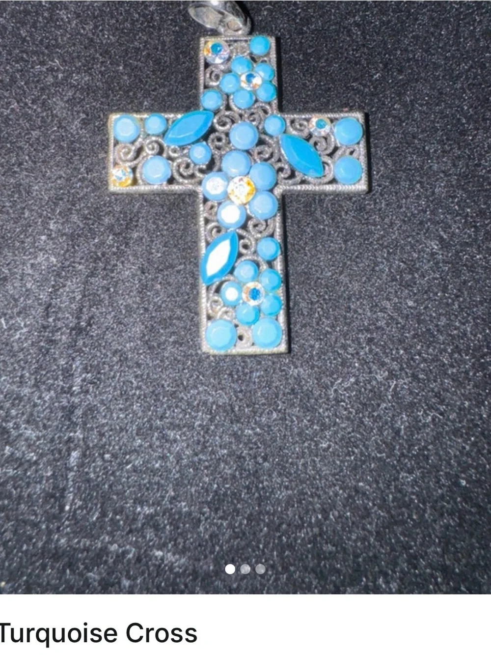 Turquoise Floral Cross Pendant